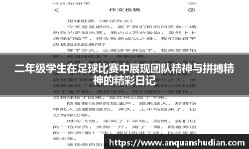 二年级学生在足球比赛中展现团队精神与拼搏精神的精彩日记